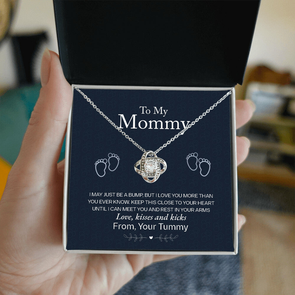 To My Mommy, Love From Your Tummy - Love Knot Necklace